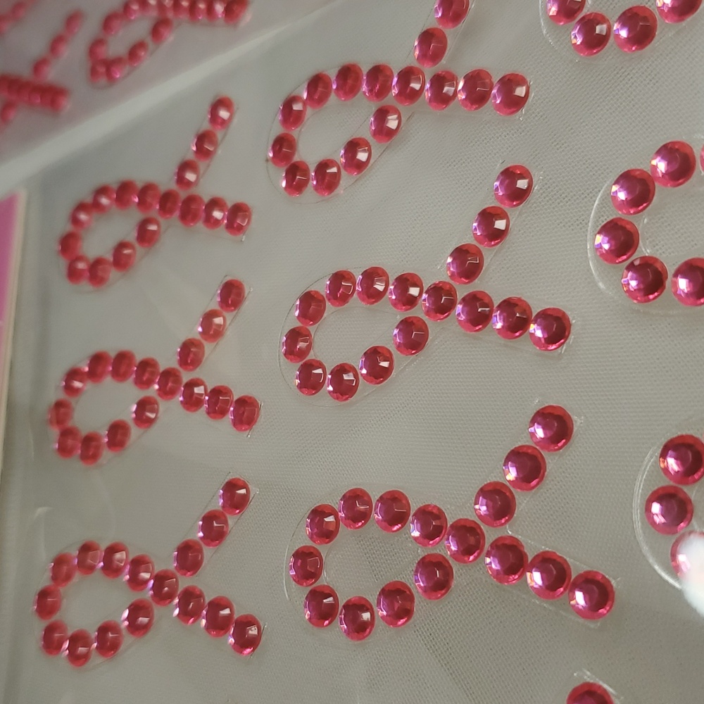 Pink Gem Ribbon Stickers‎ for Breast Cancer Awareness